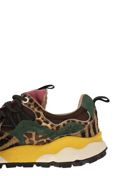 Flower Mountain Yamano 3 - Sneakers In Pony And Technical Fabric In Brown