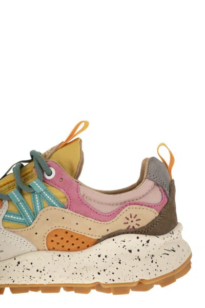 Shop Flower Mountain Yamano 3 - Sneakers In Suede And Technical Fabric In Yellow/grey