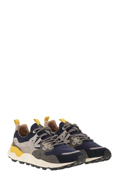 Flower Mountain Yamano 3 - Sneakers In Suede And Technical Fabric In Blue