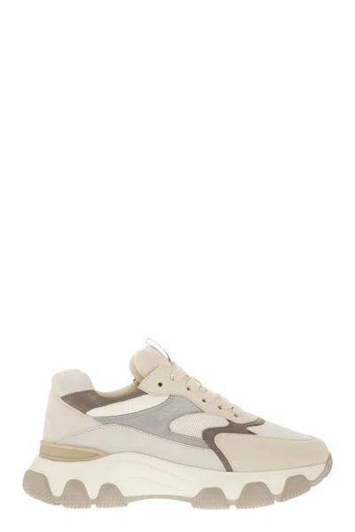 Hogan Urban Luxe Leather And Fabric Sneakers With Memory Foam Comfort In White