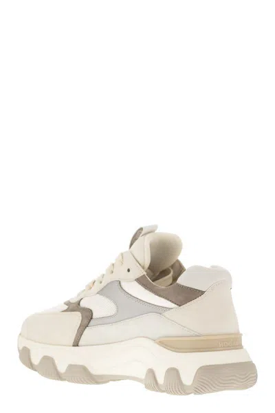 Hogan Urban Luxe Leather And Fabric Sneakers With Memory Foam Comfort In White