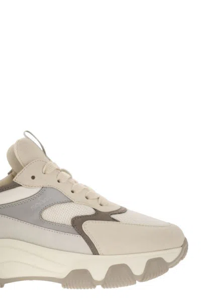 Hogan Urban Luxe Leather And Fabric Sneakers With Memory Foam Comfort In White