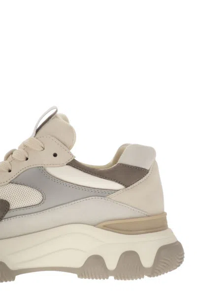 Hogan Urban Luxe Leather And Fabric Sneakers With Memory Foam Comfort In White