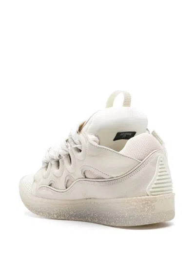 Shop Lanvin Calf Leather Curb Sneakers In White