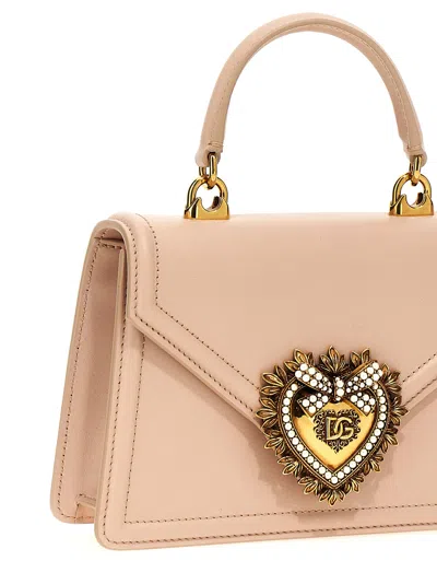 Dolce & Gabbana Devotion Small Leather Handbag In Pink