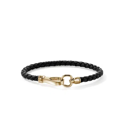 John Hardy 14kt Yellow Gold And Leather Bracelet In Black