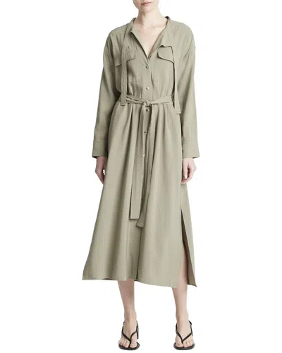 Vince Long Sleeve Utility Shirtdress In Green