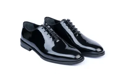 Vellapais Stilos Whole Cut Oxford Patent Leather Dress Shoes In Black