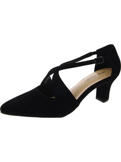 Easy Street Elegance Womens Faux Leather Pointed Toe Pumps In Black