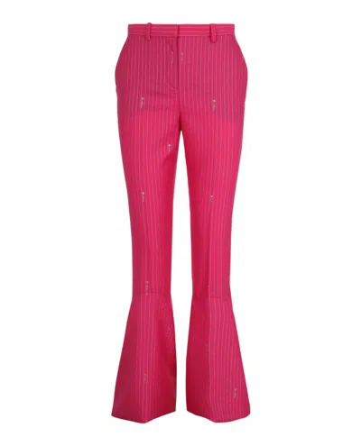Versace Pinstriped Flared Trousers In Pink