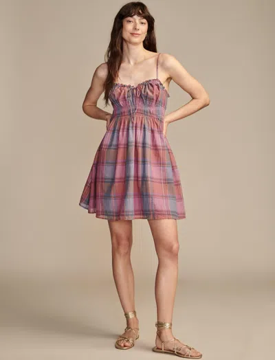 Lucky Brand Plaid Smocked Sleeveless Cotton Minidress In Multi