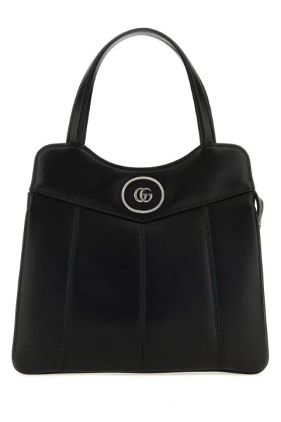 Gucci Woman Black Leather Small Petite Gg Handbag In Black