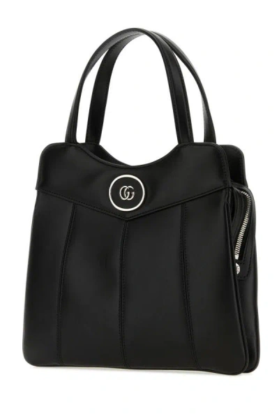 Gucci Woman Black Leather Small Petite Gg Handbag In Black