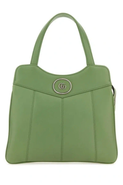 Gucci Small Structured Leather Handbag With Top Handles In Green