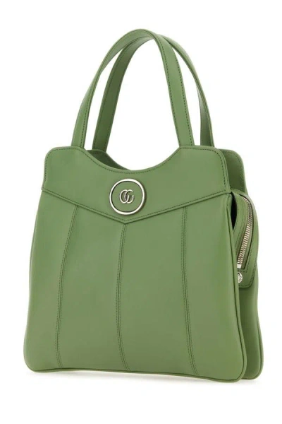 Gucci Small Structured Leather Handbag With Top Handles In Green