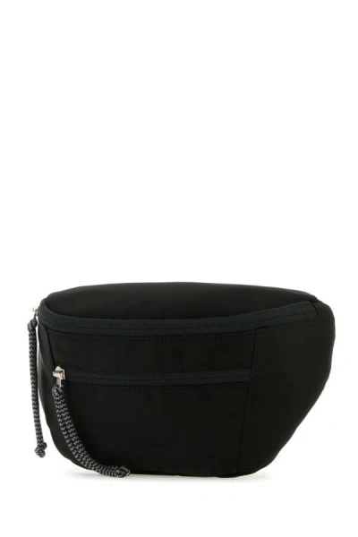Lanvin Man Black Nylon Curb Belt Bag In Black