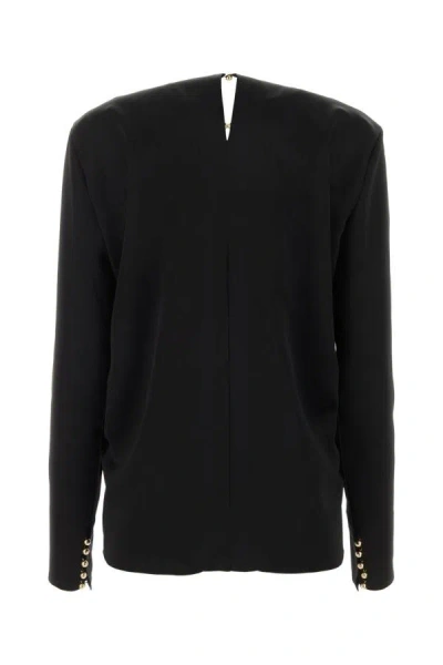Lanvin Draped Long-sleeved Blouse In Black