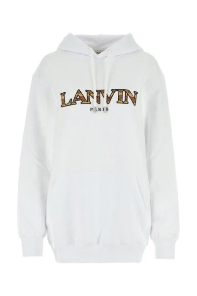 Lanvin Oversized Logo Hoodie Sweatshirt In White
