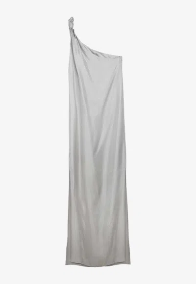 Loulou Studio Adela Midikleid Aus Seiden-twill Mit Asymmetrischer Schulterpartie In Metallic