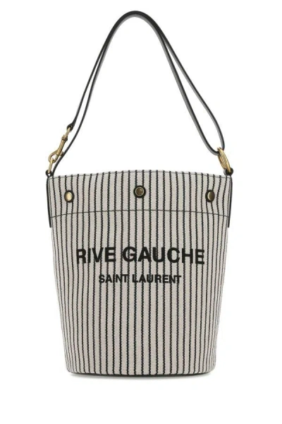 Saint Laurent Striped Bucket Bag Metal Hardware In Multicolor