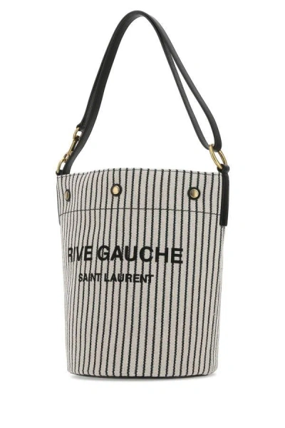 Saint Laurent Striped Bucket Bag Metal Hardware In Multicolor
