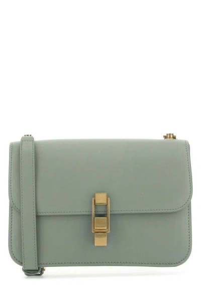 Saint Laurent Square Leather Shoulder Bag With Chain Strap In Green