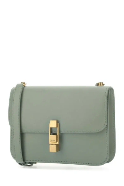 Saint Laurent Square Leather Shoulder Bag With Chain Strap In Green