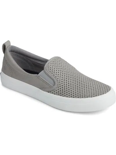 Sperry Crest Top-sider Twin Gore Womens Twill Memory Foam Slip-on Sneakers In Grey