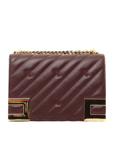Elisabetta Franchi Medium Quilted Chain-linked Crossbody Bag In Red