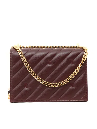 Elisabetta Franchi Medium Quilted Chain-linked Crossbody Bag In Red