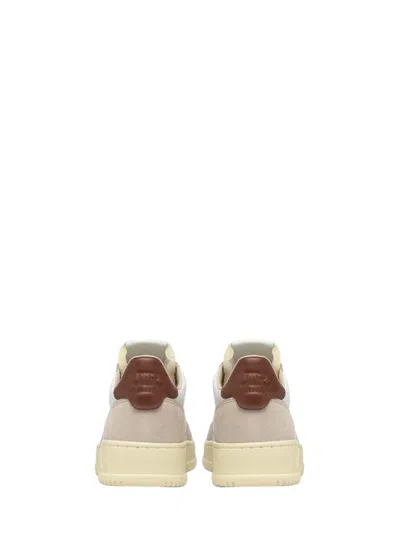 Shop Autry Medalist Low Sneakers In White And Brown Leather And Suede