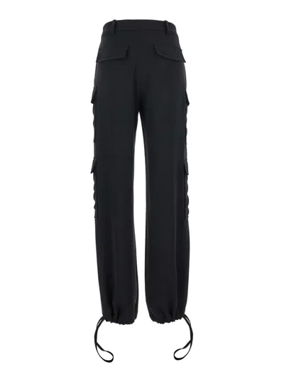 P.a.r.o.s.h Black Cargo Pants With Drawstring At The Ankles In Fabric Woman In Black