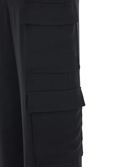 P.a.r.o.s.h Black Cargo Pants With Drawstring At The Ankles In Fabric Woman In Black