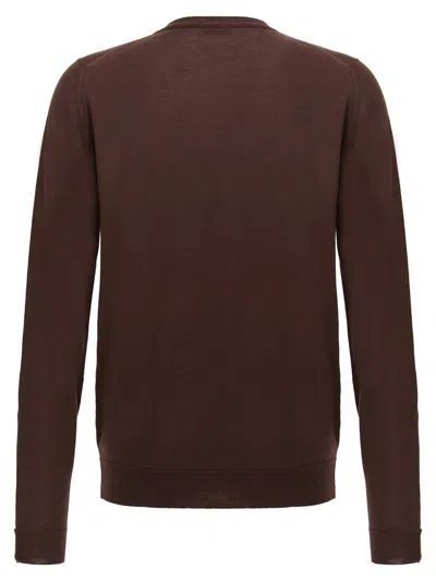John Smedley V-neck Cardigan Long Sleeves In Brown