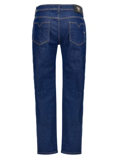 Versace Jeans Couture 'judy' Denim Trousers Featuring Contrast Stitching In Blue