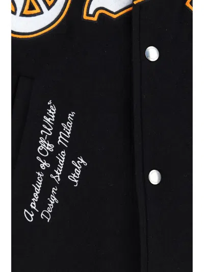 Off-white Chenille-logo Bomber Jacket In Black Multicolor