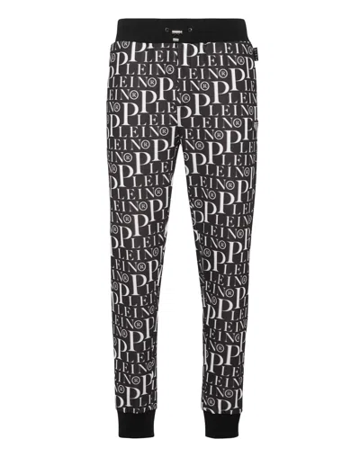 Philipp Plein All-over Logo-print Track Pants In Black
