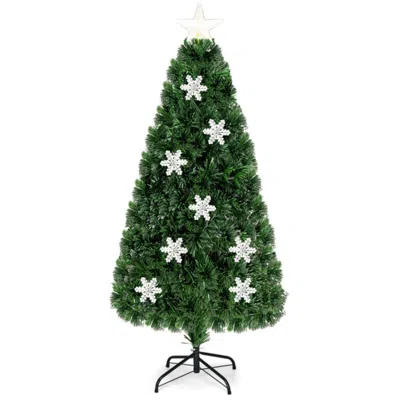 Hivvago 4 / 5 / 6 Feet Led Optic Artificial Christmas Tree With Snowflakes