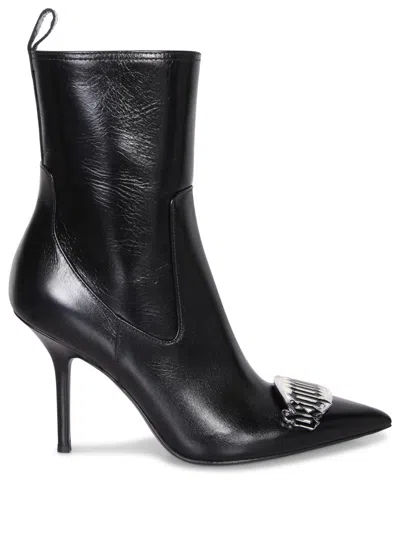 Dsquared2 Gothic Plaque Black Pointed Booties In Black