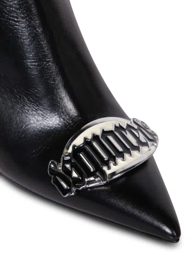 Dsquared2 Gothic Plaque Black Pointed Booties In Black