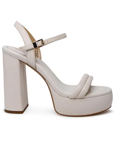Michael Kors Cream Leather Laci Sandals In Beige