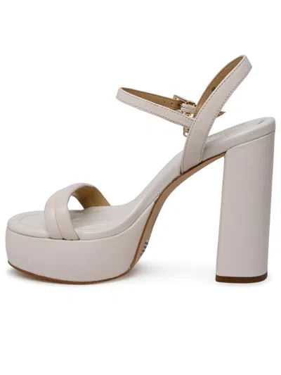 Michael Kors Cream Leather Laci Sandals In Beige