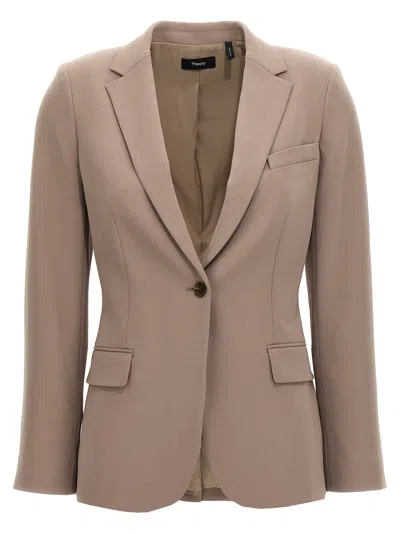 Theory Staple Blazer And Suits Beige In Beige