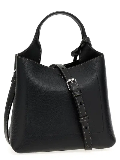 Tod's Structured Textured Leather Shoulder Bag In Black