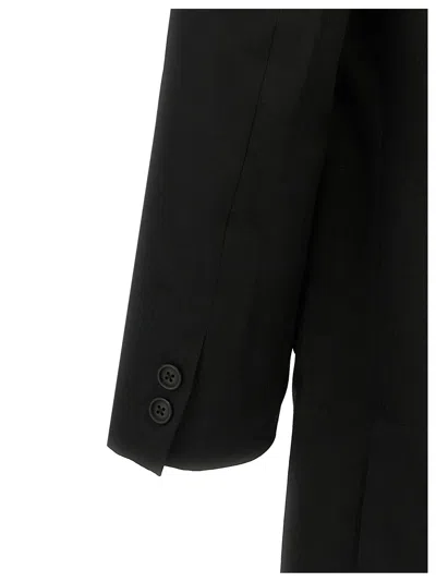 Yohji Yamamoto Single-breasted Blazer With Strap Detail In 黑色的