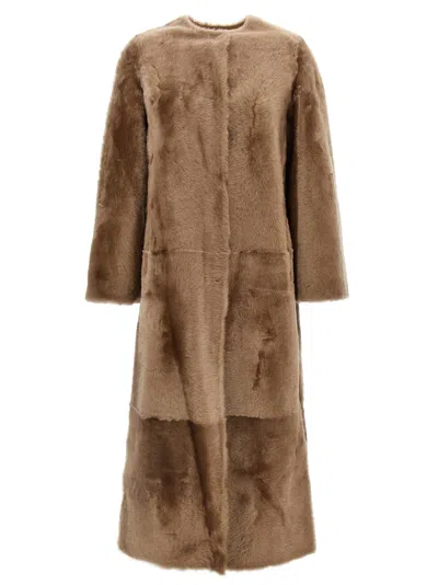 Shop Yves Salomon 'manteau' Fur In Beige