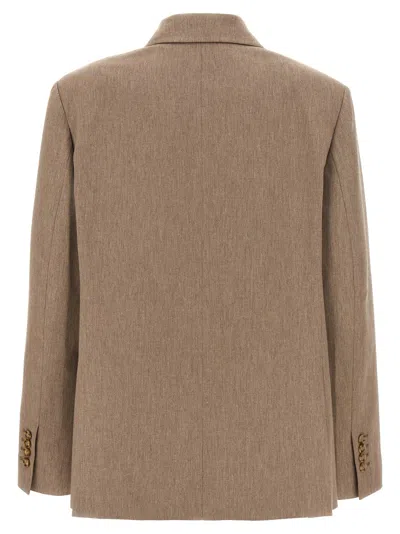 The Andamane 'pixie' Blazer Double-breasted Structured Shoulders In Brown