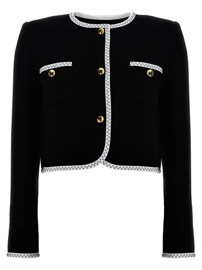 Moschino Crepe Short Jacket Blazer And Suits In White/black