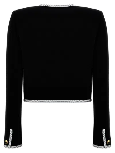Moschino Crepe Short Jacket Blazer And Suits In White/black