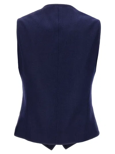 Kiton Silk Cashmere Vest Gilet Blue In 蓝色的